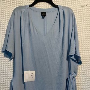 Blue dress shirt with side ties